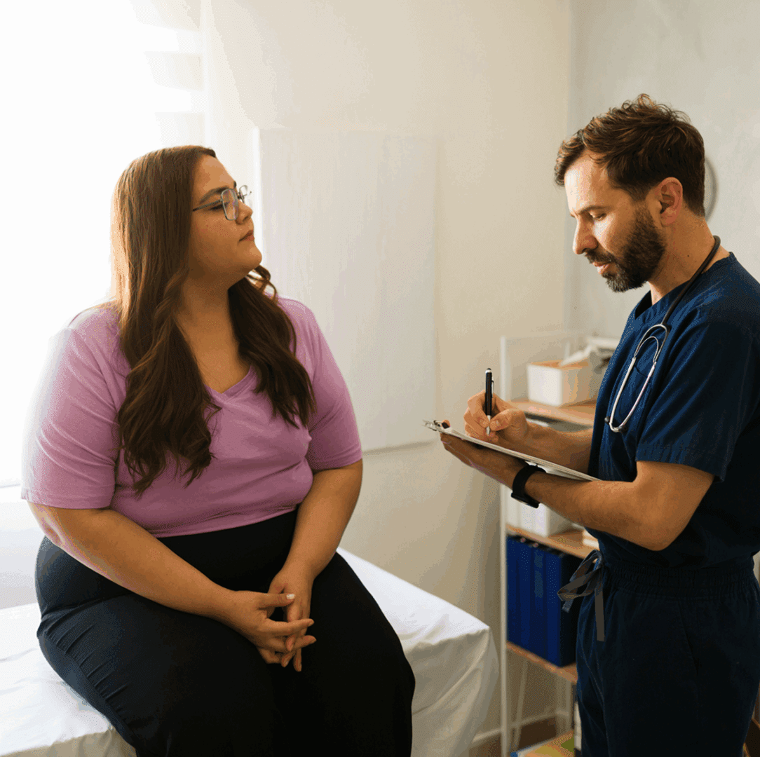Doctor consulting with patient in office